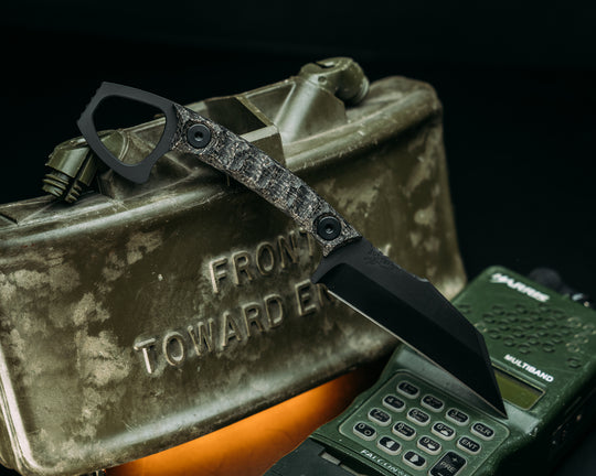 SHPOS - Black Burlap Micarta, Armor Black Cerakote, Allen Bolts, Iron Grip