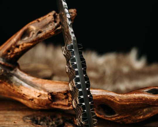 Crow Cub- Baker Forge Raindrop Pattern Damascus- OG Black C-Tek, Carbon Pins, Gator Grip