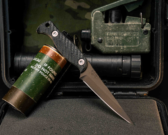 Congressman - Black Burlap Micarta, Midnight Bronze Cerakote, Allen Bolts, Textured Grip, Closed Tang Lanyard Hole