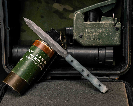 Letter Dagger- Jade G10, CF Pins, Textured Grip
