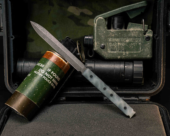 Letter Dagger- Jade G10, CF Pins, Textured Grip