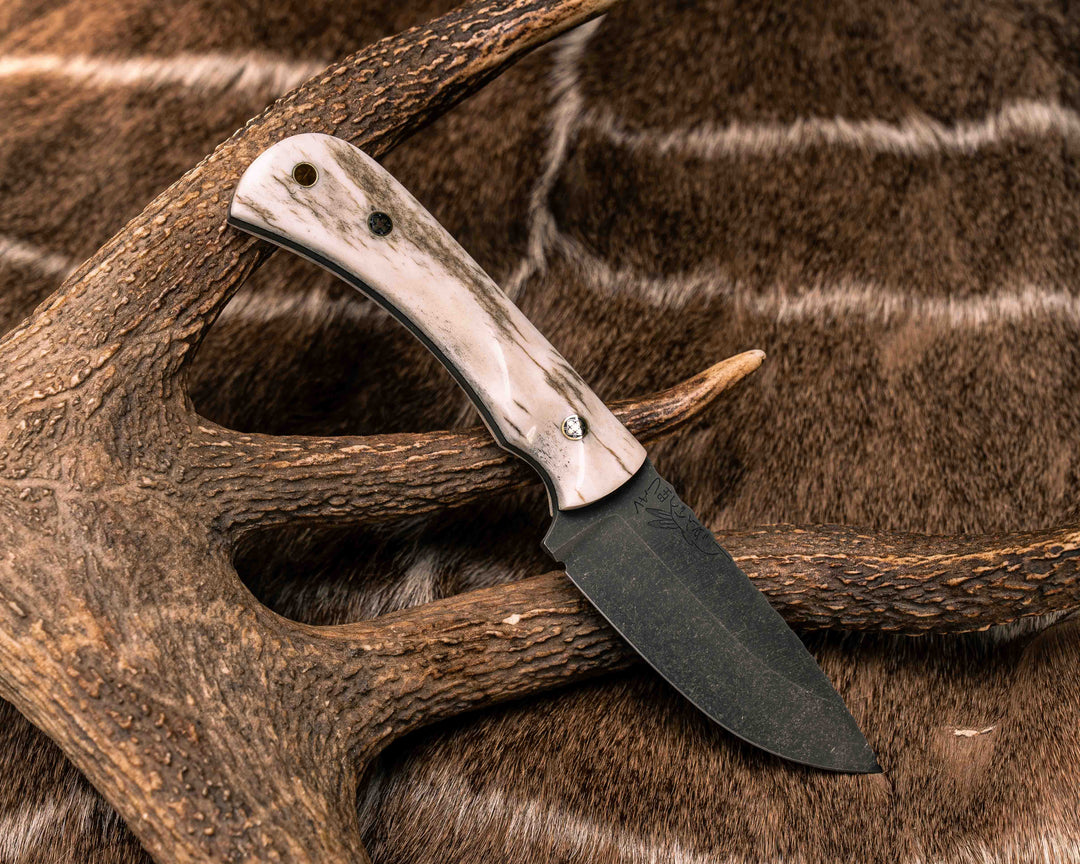 Cavner- Elk Antler, Mosaic Pins, Brass Lanyard Pin, Textured Grip