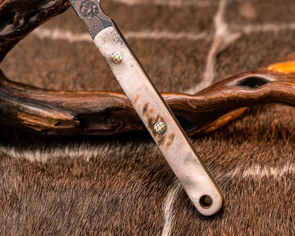 OSS Spike- Baker Forge Raindrop Pattern CopperMai- Moose Antler, Mosaic Pins, Copper Lanyard Pin, Textured Grip