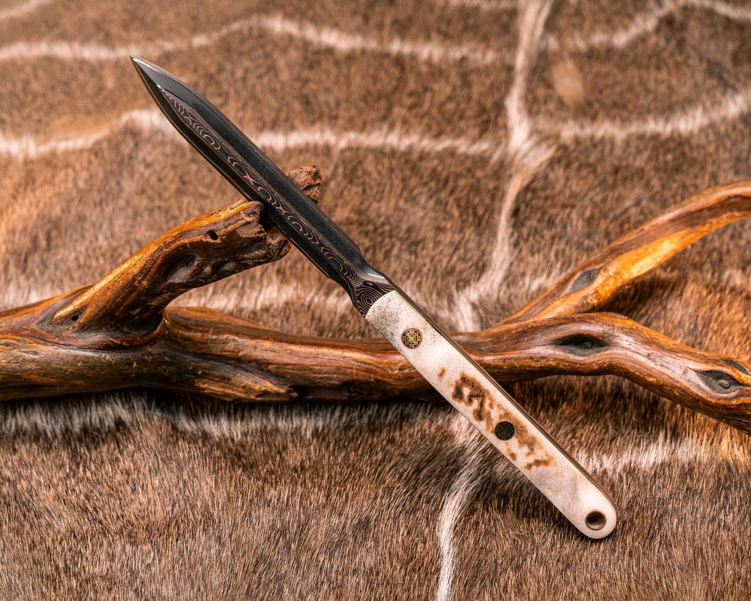 OSS Spike- Baker Forge Raindrop Pattern CopperMai- Moose Antler, Mosaic Pins, Copper Lanyard Pin, Textured Grip