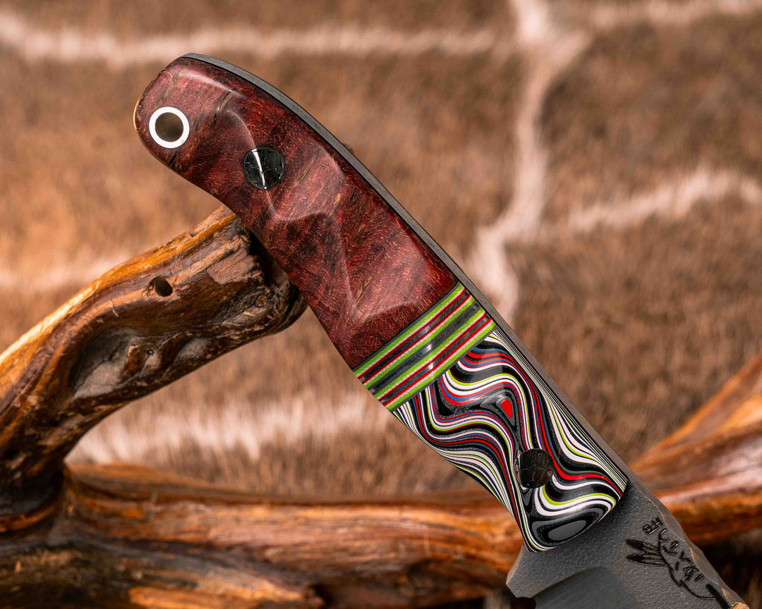 Feather Light- Fordite, Grey G10, Acid Green G10, White G10, Cherry G10 and Aluminum Split, Dyed Maple, Mosaic Pins, Aluminum Lanyard Pin, Textured Grip
