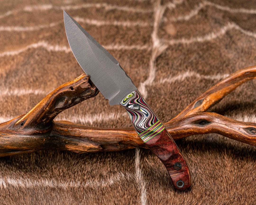 Feather Light- Fordite, Grey G10, Acid Green G10, White G10, Cherry G10 and Aluminum Split, Dyed Maple, Mosaic Pins, Aluminum Lanyard Pin, Textured Grip