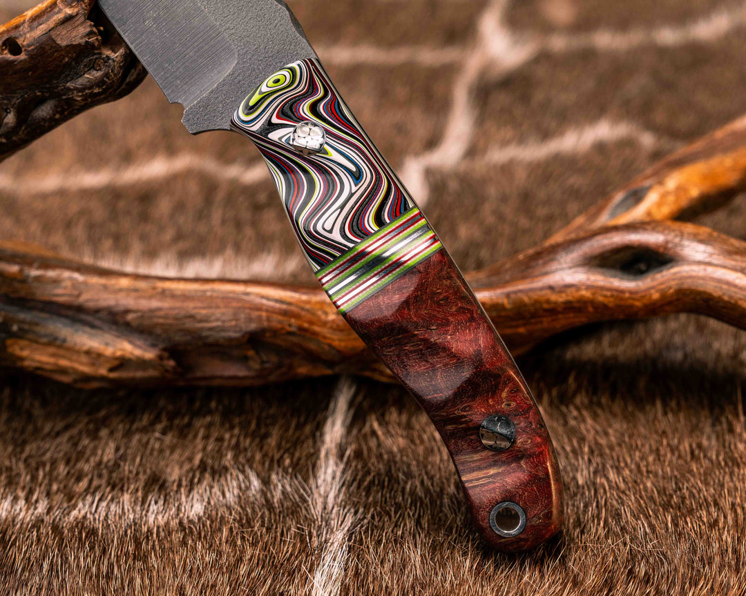Feather Light- Fordite, Grey G10, Acid Green G10, White G10, Cherry G10 and Aluminum Split, Dyed Maple, Mosaic Pins, Aluminum Lanyard Pin, Textured Grip