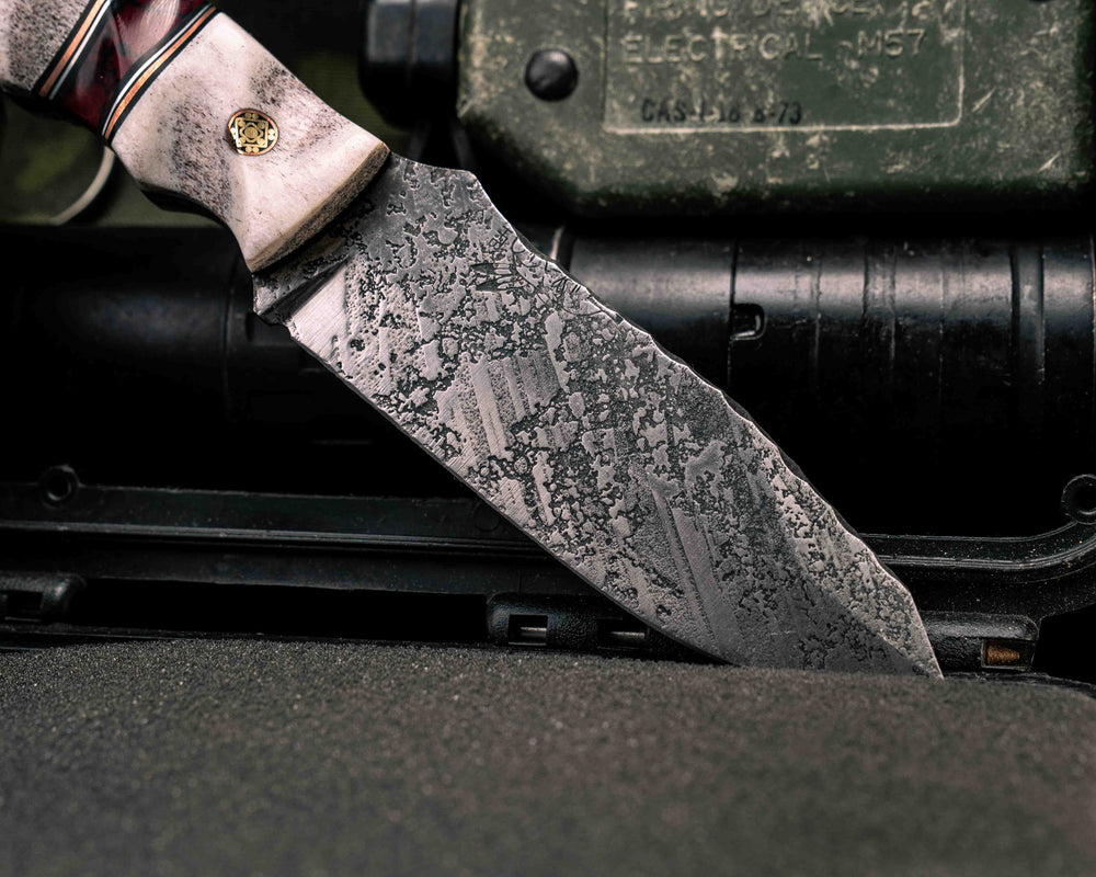 Disaster Jr- Elk Antler, Black G10, Copper and Aluminum Pin Striping, Bloody Basin Tru-stone Split, Mosaic Pins, Copper Lanyard Pin, Textured Grip