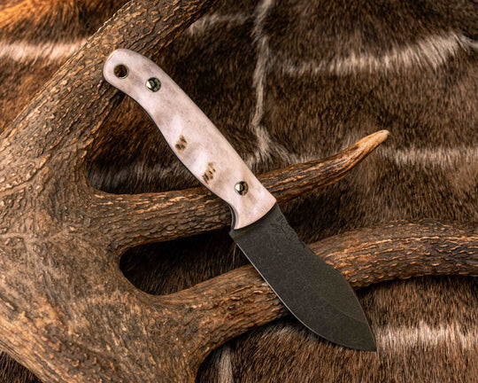 Skinner Jr- Elk Antler, Mosaic Pins, Brass Lanyard Pin, Textured Grip