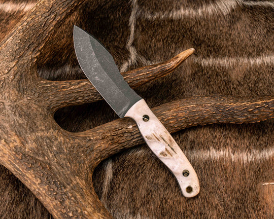 Skinner Jr- Elk Antler, Mosaic Pins, Brass Lanyard Pin, Textured Grip