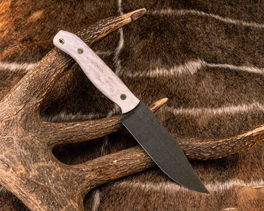Crow Scout- Elk Antler, Mosaic Pins, Brass Lanyard Pin, Smooth Grip