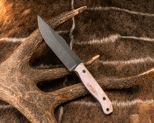 Crow Scout- Elk Antler, Mosaic Pins, Brass Lanyard Pin, Smooth Grip