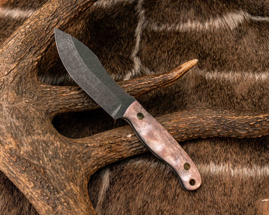 Skinner Jr- Elk Antler, Mosaic Pins, Brass Lanyard Pin, Textured Grip