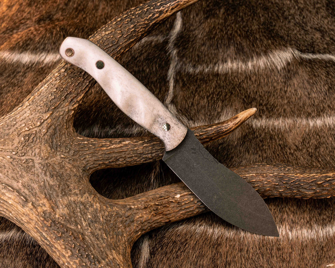 Hunter Skinner- Elk Antler, Mosaic Pins, Copper Lanyard Pin, Textured Grip