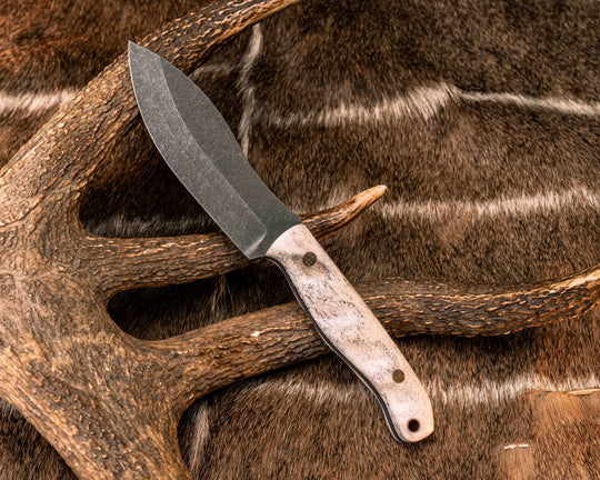 Hunter Skinner- Elk Antler, Mosaic Pins, Copper Lanyard Pin, Textured Grip