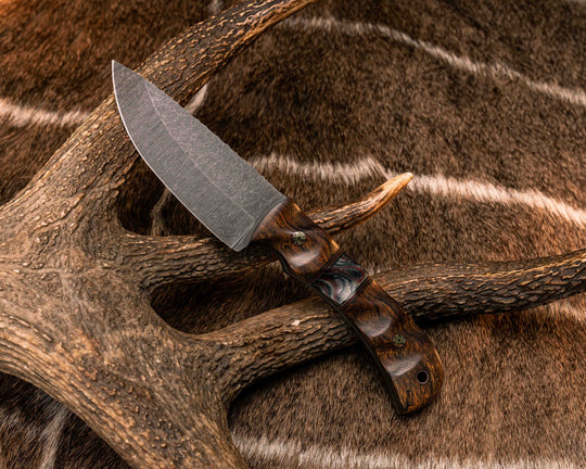 Cavner- Desert Ironwood, Black G10, Brass and Ruby G10 Pin Striping, Vintage American Flag Cammie Micarta Split, Mosaic Pins, Copper Lanyard Pin, Textured Grip