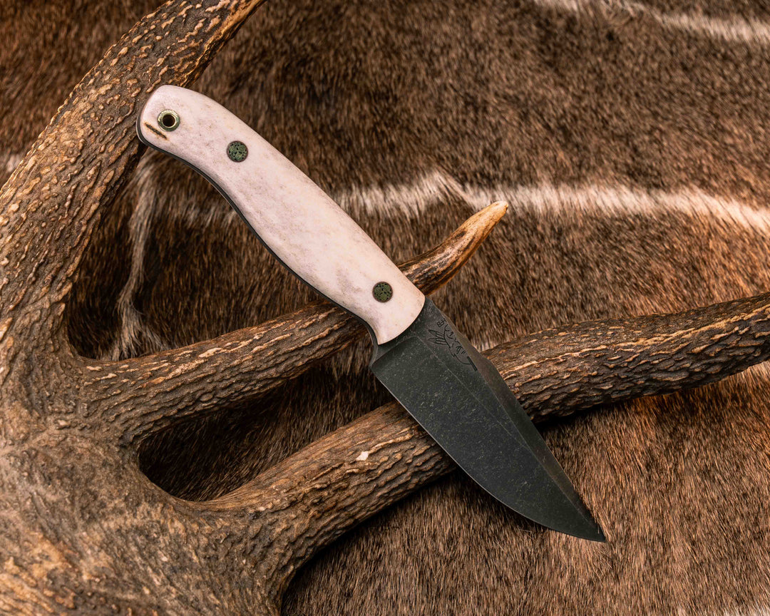Crow Scalper- Elk Antler, Mosaic Pins, Brass Lanyard Pin, Smooth Grip
