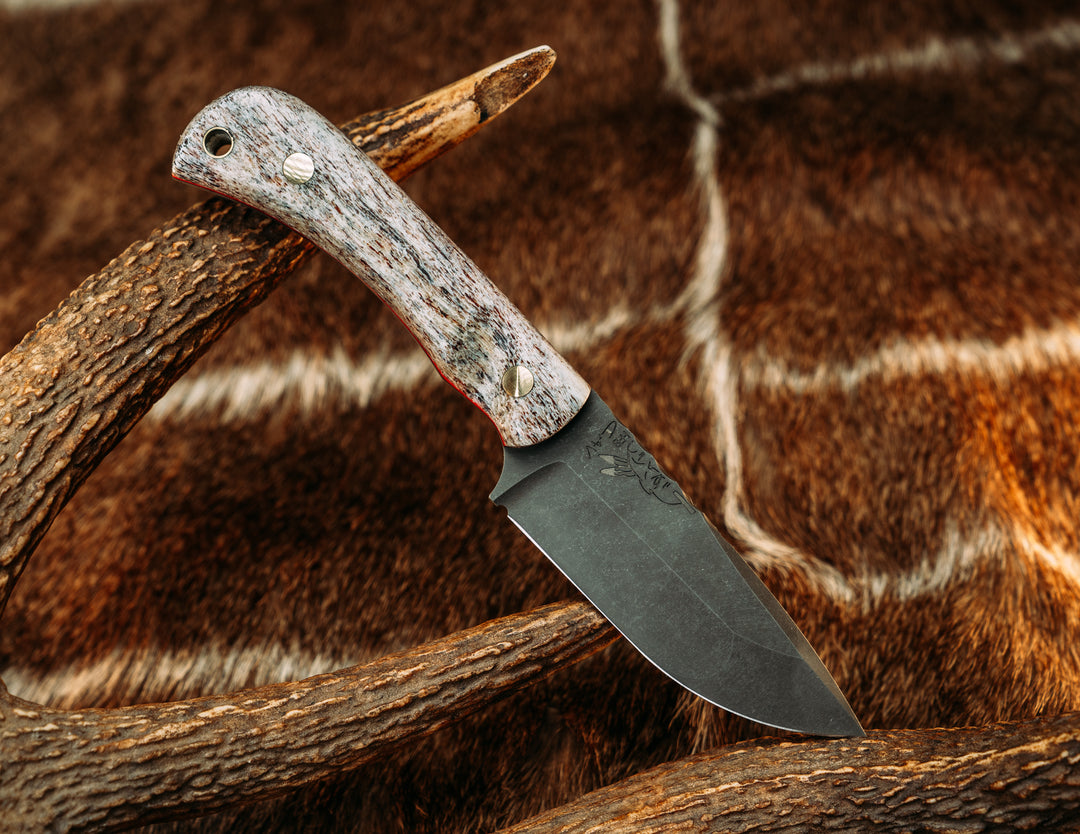 Cav Jr Compound Grind (CPM-S60V) - Overlayed Cherry & Black G10 Liner, Brass Pins, Brass Layard Pins, Contoured Grip