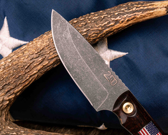 Cav Jr Back Country Semiquincentennial- Snakewood, American Flag Inlay, Red, Black G10 and Bass Liner, Brass Bolts, Smooth Grip