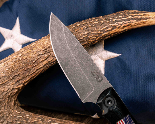 Cav Jr Back Country Semiquincentennial- Black Canvas Micarta, American Flag Inlay, Black and OG Green G10 Liner, Allen Bolts, Smooth Grip
