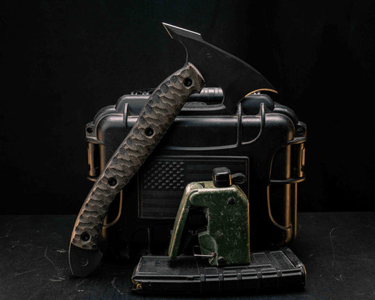 Crescent Hawk- OD Green/Black Canvas Micarta, Allen Bolts, Textured Grip, Open Tang