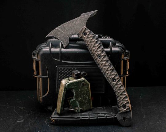 Crescent Hawk- OD Green/Black Canvas Micarta, Allen Bolts, Textured Grip, Open Tang