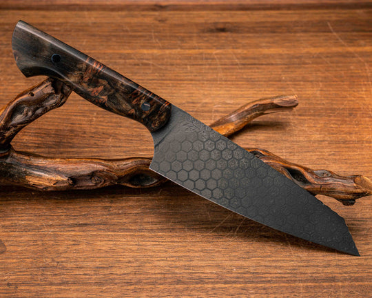 Santoku - Mahogany, Silver Pins, Smooth Grip