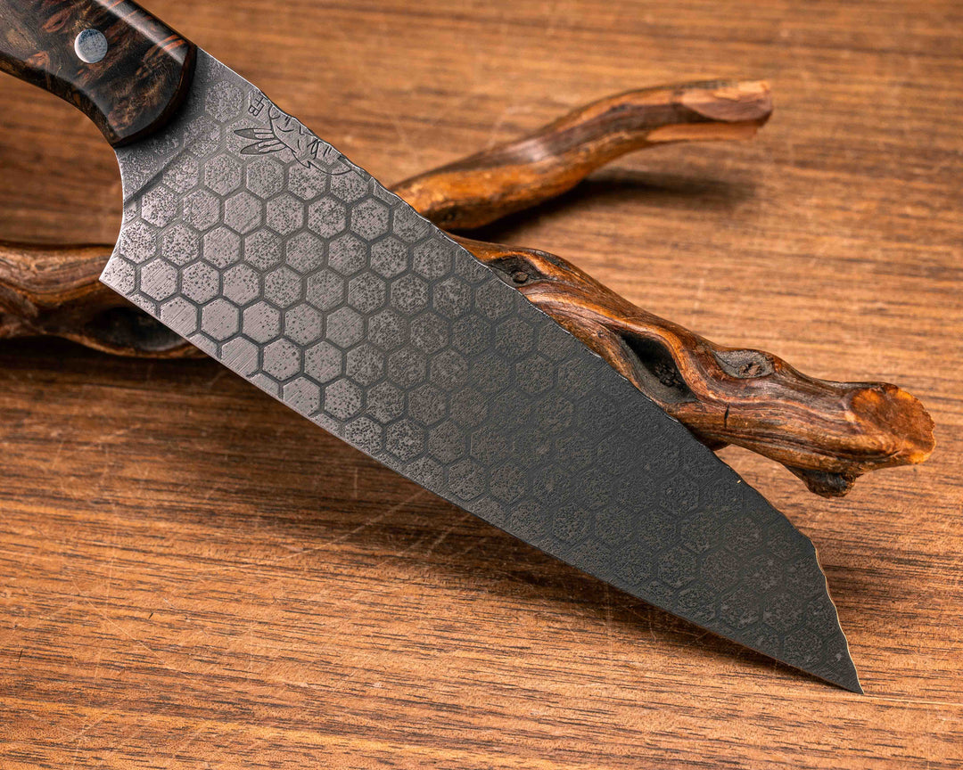 Santoku - Mahogany, Silver Pins, Smooth Grip