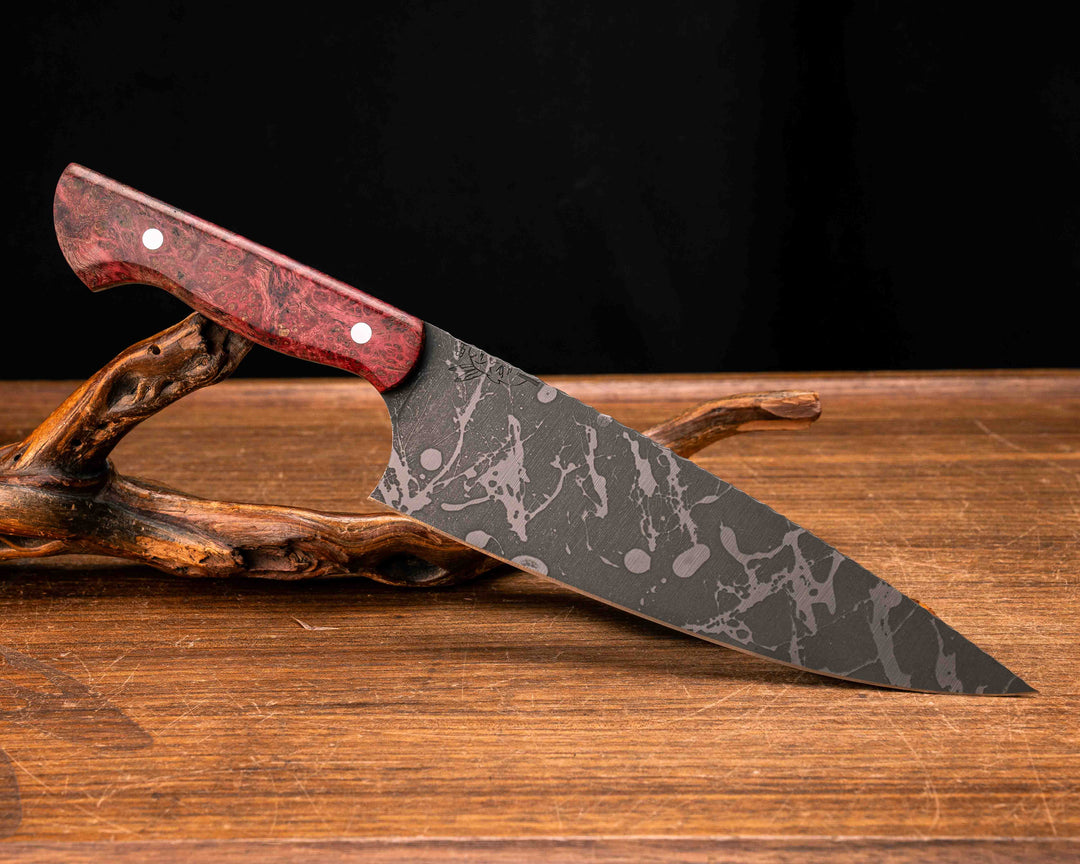 Chef Blade - Dyed Black Ash, Aluminum Pins, Smooth Grip