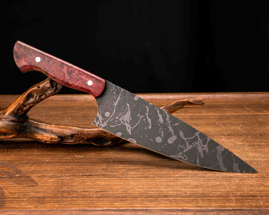 Chef Blade - Dyed Black Ash, Aluminum Pins, Smooth Grip