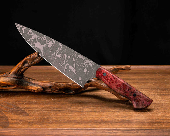 Chef Blade - Dyed Black Ash, Aluminum Pins, Smooth Grip