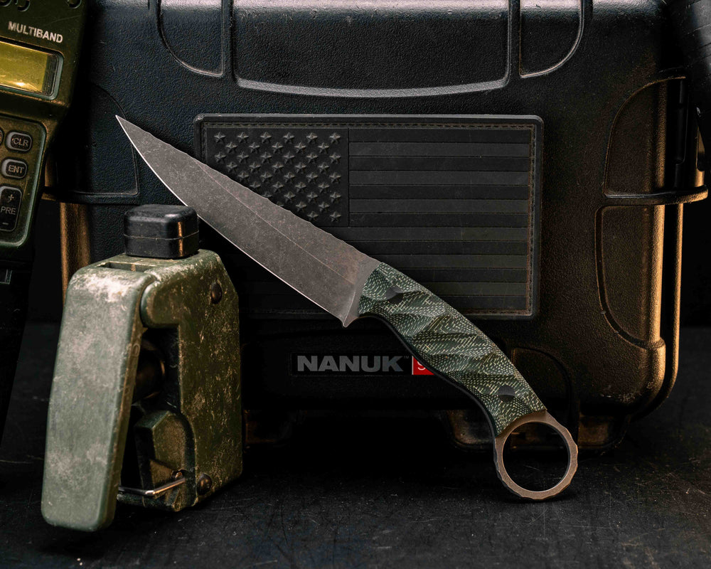 Osoraku 4"- Rio Verde Matrix Micarta, CF Pins, Textured Grip