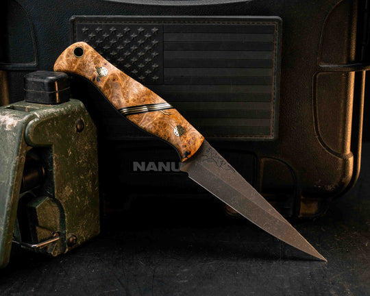 Congressman- Black Ash Burl, Black G10 and Brass Split, Mosaic Pins, Brass Lanyard Pin, Textured Grip