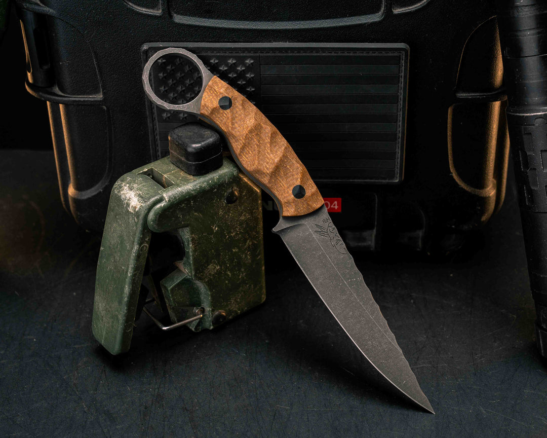 Osoraku 4"- Castille Jute Micarta, CF Pins, Textured Grip