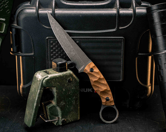 Osoraku 4"- Castille Jute Micarta, CF Pins, Textured Grip