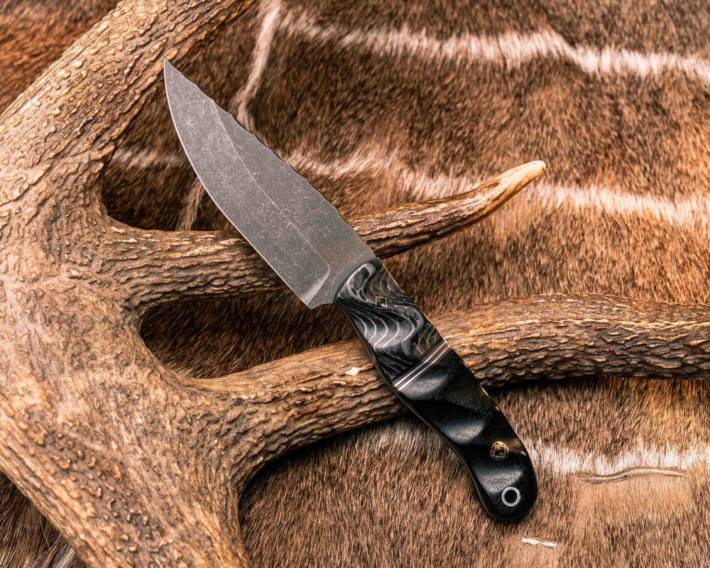 Feather Light- Silver Dragonstrike Carbon, Black G10, Copper and Aluminum Split, Black Burlap Micarta, Mosaic Pins, Aluminum Lanyard Pin, Textured Grip