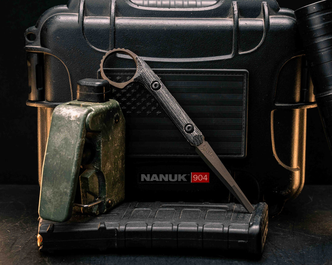 Ring Flathead Tool - Black Canvas Micarta, Midnight Bronze Cerakote, Allen Bolts, Smooth Grip