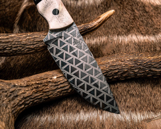 Cavner- Elk Antler, Black Canvas Micarta, OD Green Canvas Micarta and Python Canvas Micarta Split, Desert Ironwood, Black Micarta Pins, CF Lanyard Pin, Textured Grip