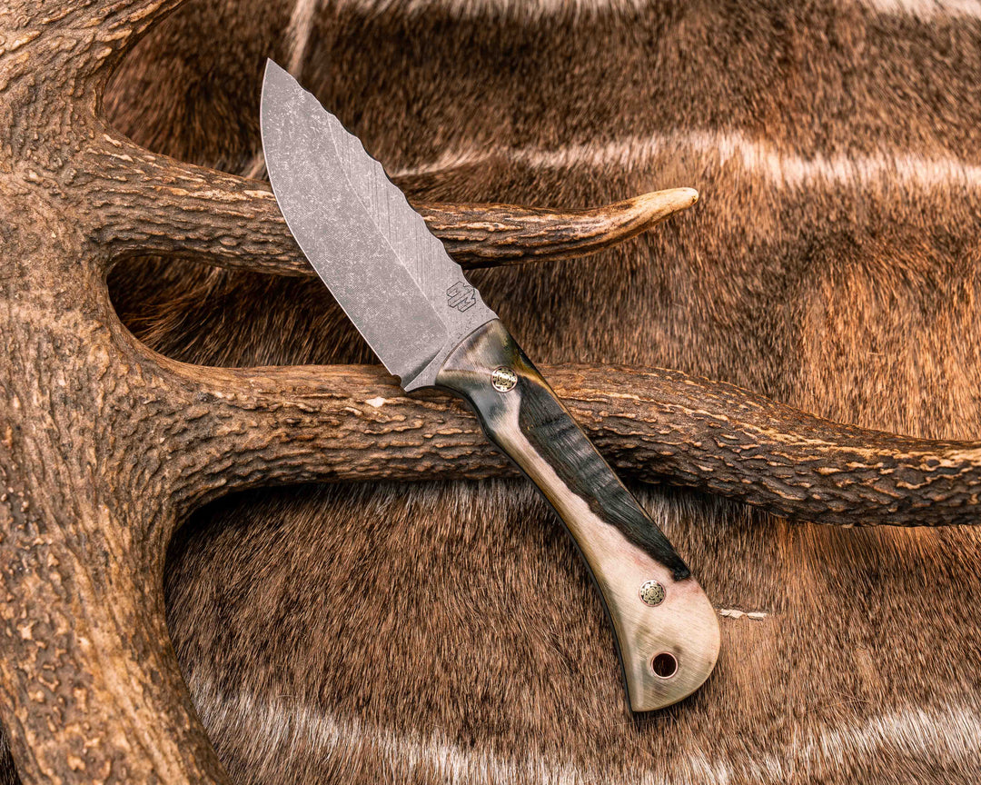 Cav Jr- Ram's Horn, Mosaic Pins, Copper Lanyard Pin, Smooth Natural Grip