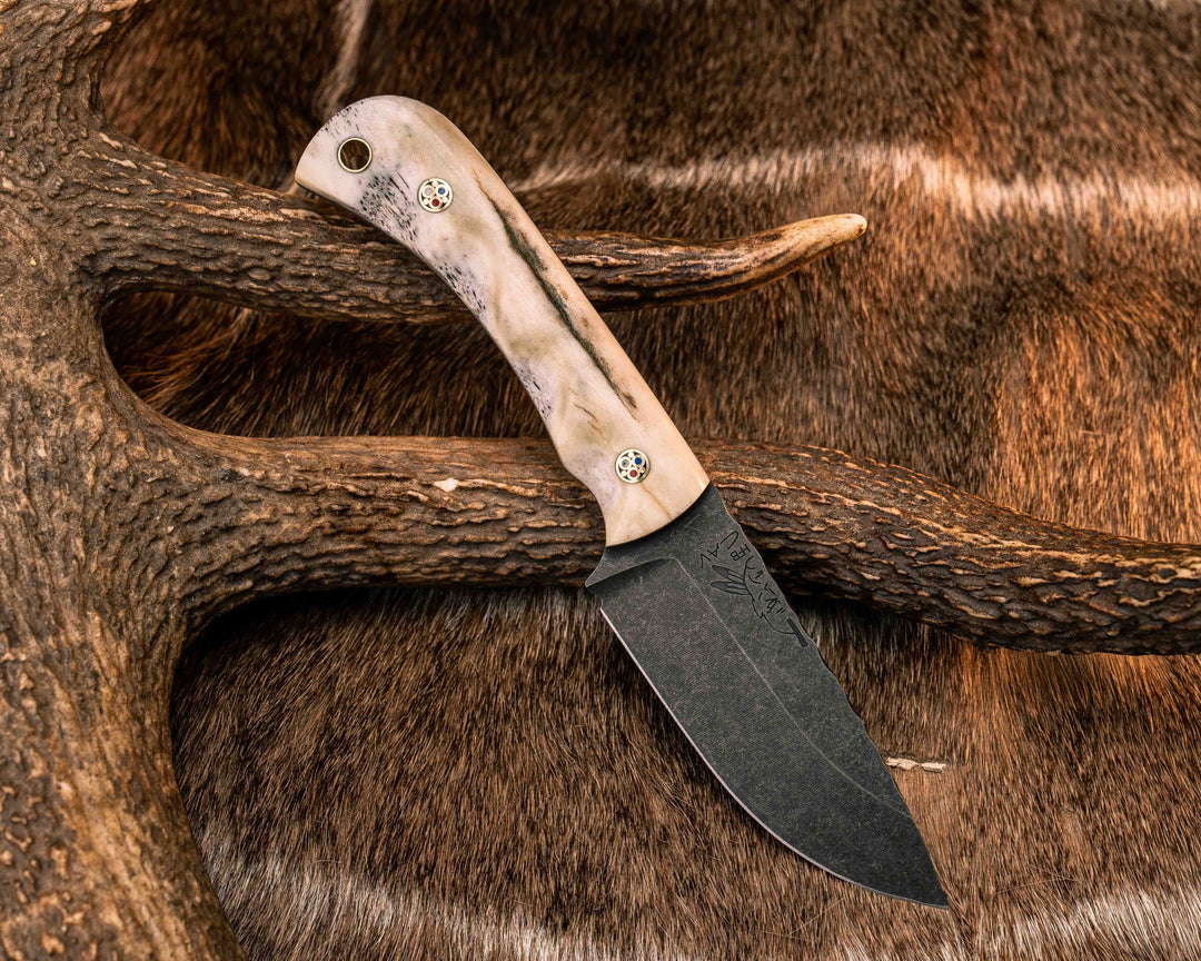 Cav Jr- Elk Antler, Patriot Mosaic Pins, Brass Lanyard Pin, Textured Grip