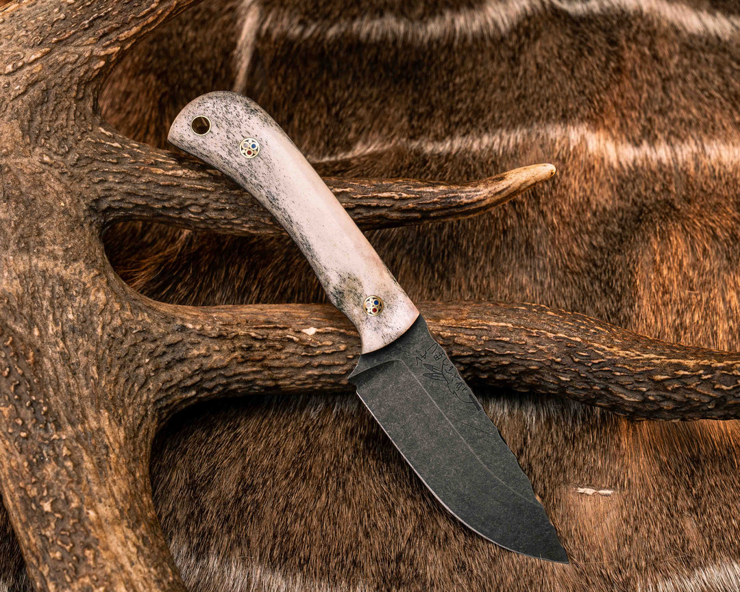 Cav Jr- Elk Antler, Patriot Mosaic Pins, Brass Lanyard Pin, Textured Grip