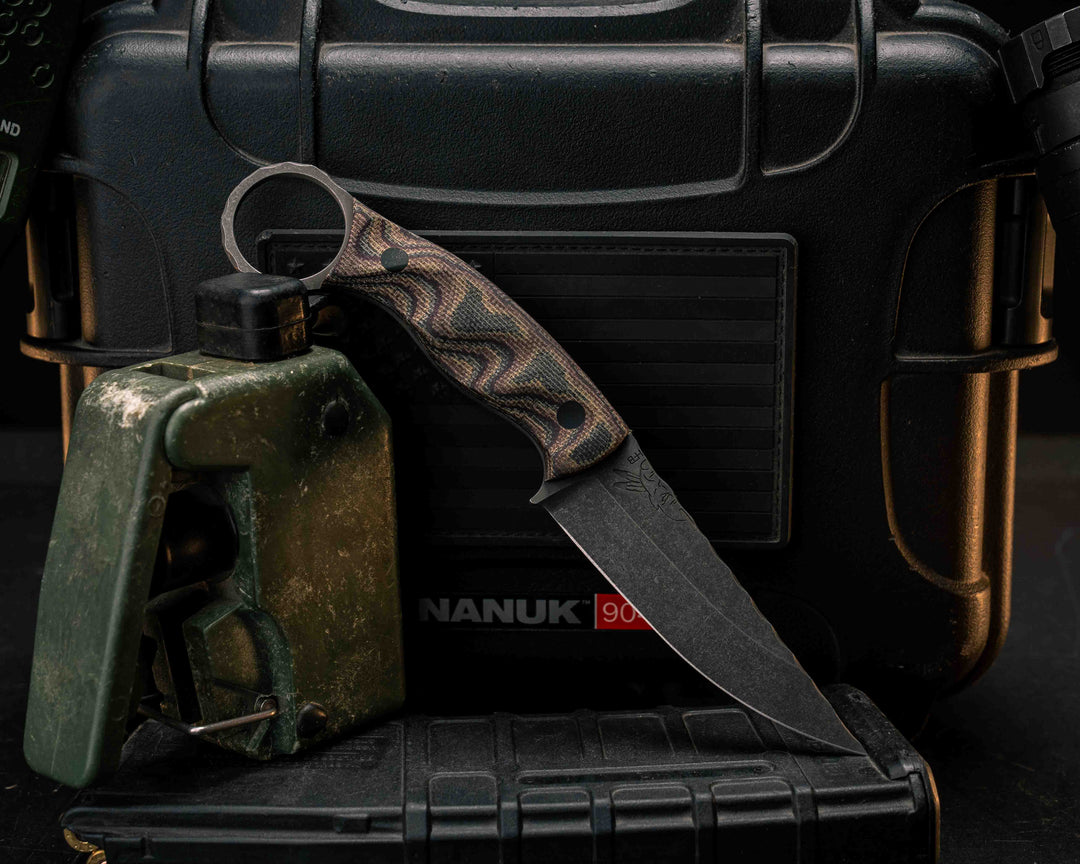 Osoraku 3" Mini- Python Canvas Micarta, CF Pins, Textured Grip
