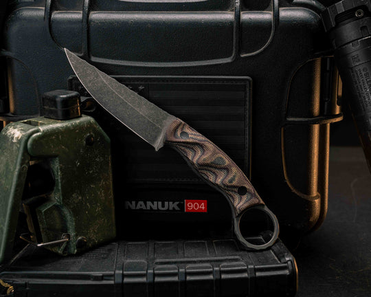Osoraku 3" Mini- Python Canvas Micarta, CF Pins, Textured Grip