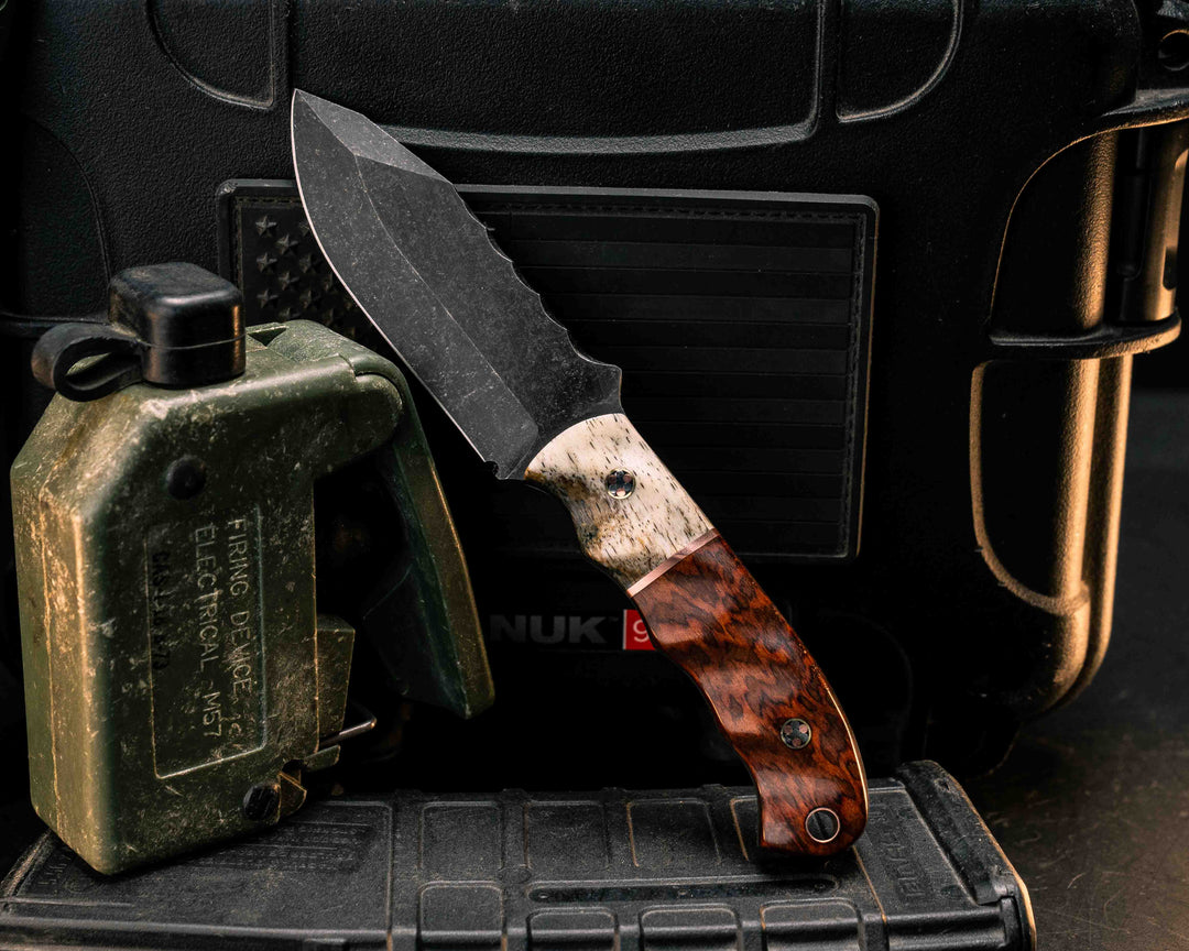 Disaster Cub- Dyed Giraffe Bone, Copper Split, Snakewood, Mosaic Pins, Copper Lanyard pin, Textured Grip