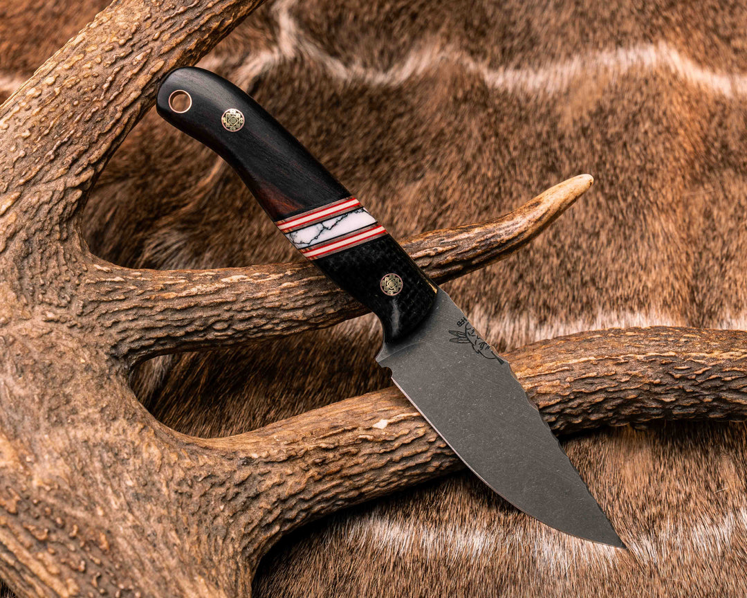 Feather Light- Black Burlap Micarta, Copper, Cherry G10, White G10 and Black G10, White Turquoise Tru-stone Split, Desert Ironwood, Mosaic Pins, Copper Lanyard Pin, Textured Grip