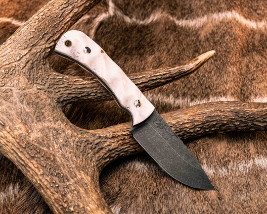 Cav Jr- Elk Antler, Patriot Mosaic Pins, Brass Lanyard Pin, Textured Grip