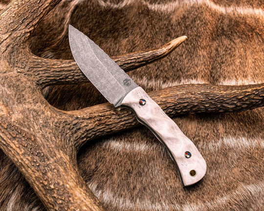 Cav Jr- Elk Antler, Patriot Mosaic Pins, Brass Lanyard Pin, Textured Grip