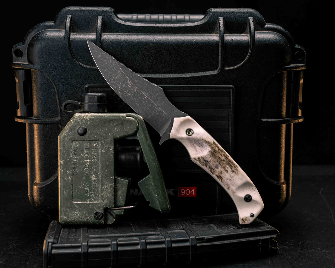 Tosahwi- Elk antler, Mosaic Pins, Textured Grip