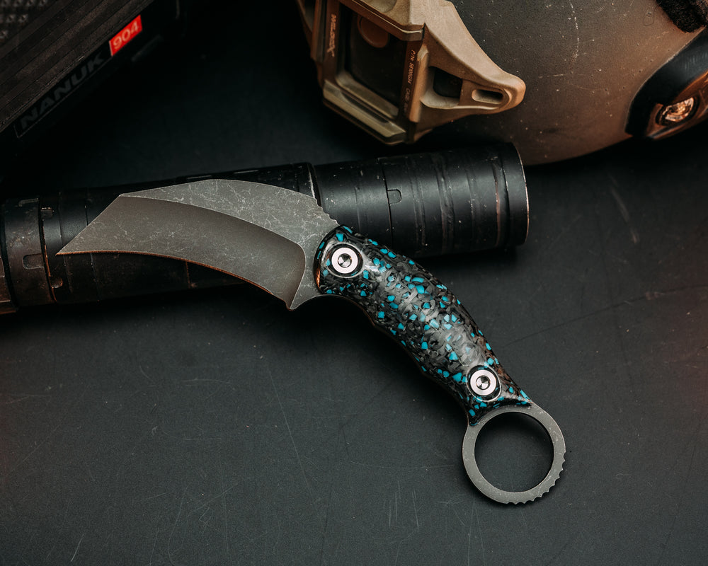 Karambito- Turquoise Rocky Wave Carbon, Allen Bolts, Textured Grip