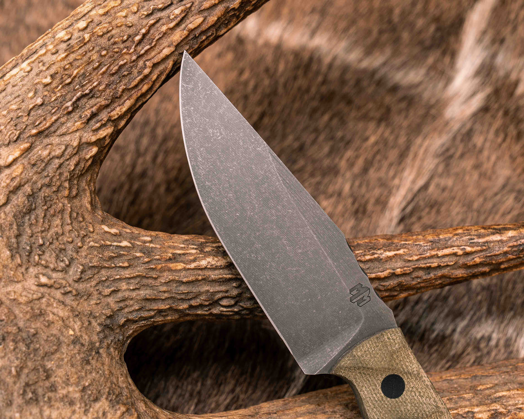 Feather Light- OD Green Canvas Micarta, CF Pins, CF Lanyard Pin, Textured Grip